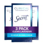 Secret Antiperspirant Clinical Strength Deodorant for Women, Invisible Solid, Sensitive Unscented, 1.6 Ounce (Pack of 3) (Packaging may Vary)
